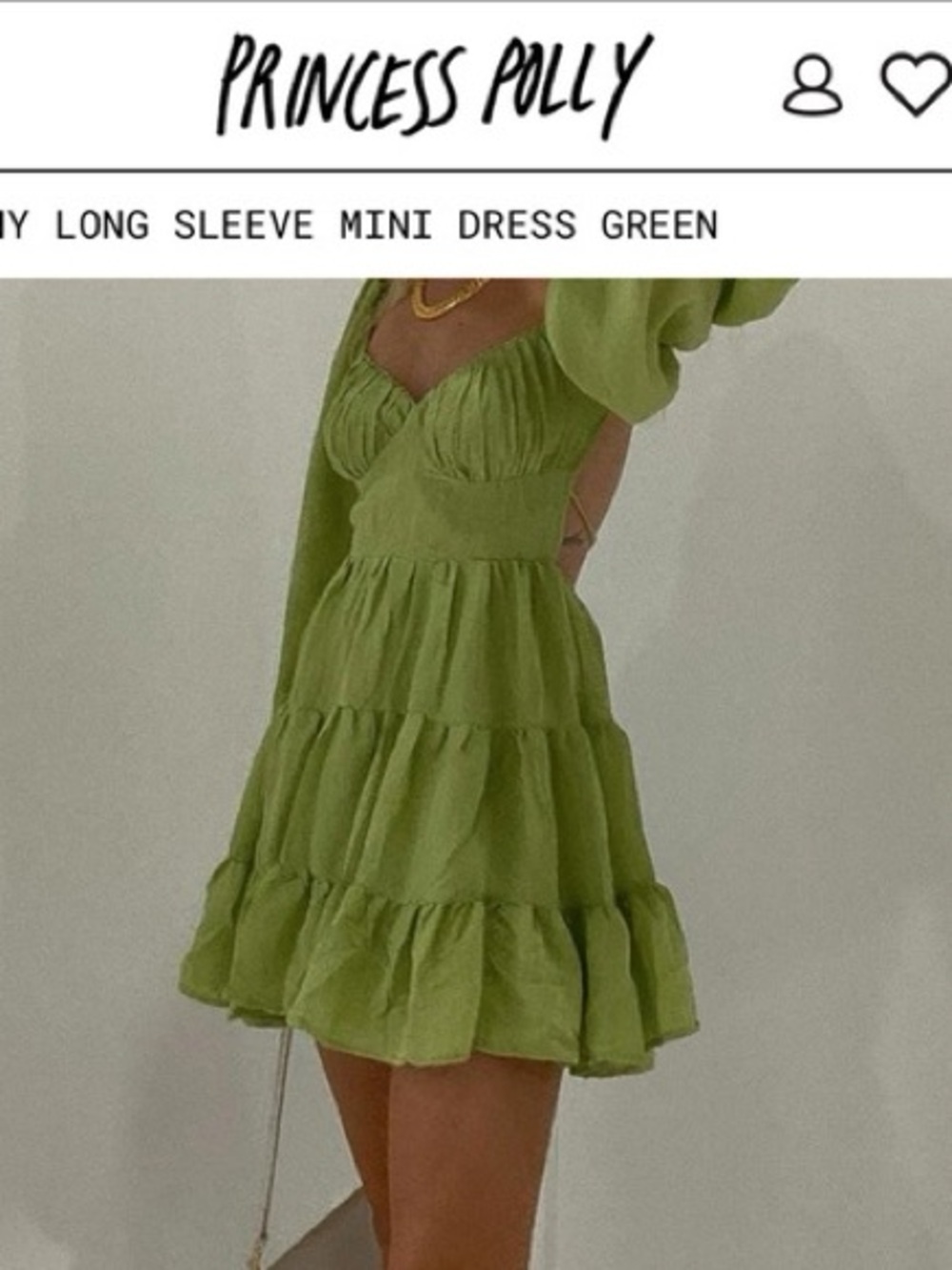 Princess Polly Green “Danny Long Sleeve Mini Dress”